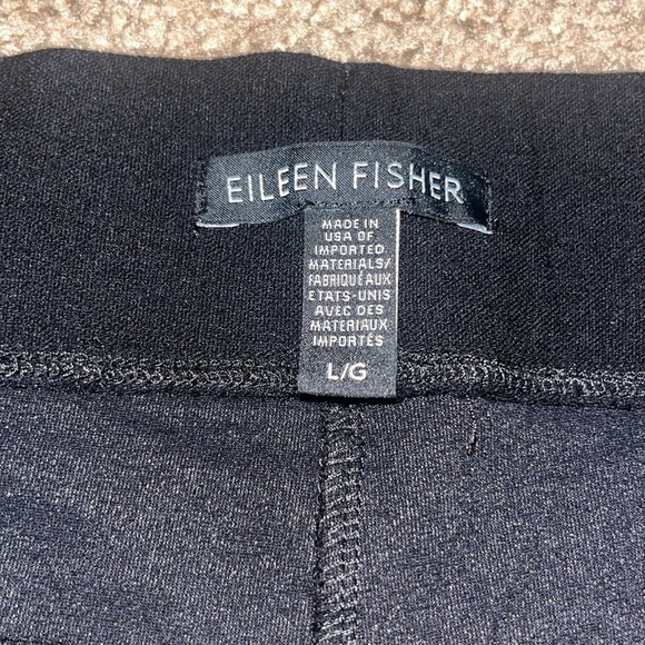 Eileen Fisher Washable Stretch Crepe Wide Straight Leg Pant Black Large - Picture 9 of 10